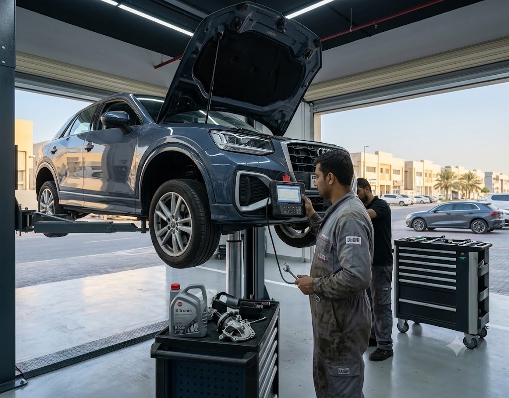 Audi Q2 repair and servicing in Dubai at an independent Audi specialist workshop