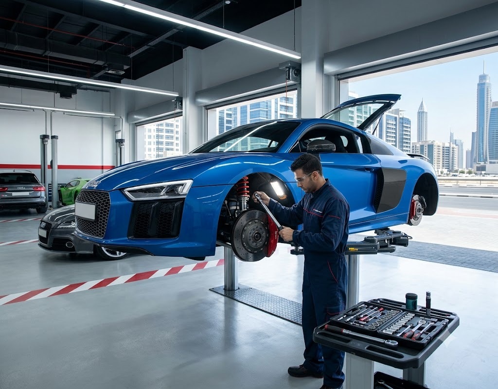 Audi R8 repair Dubai — independent specialist workshop servicing the V10 mid-engine supercar
