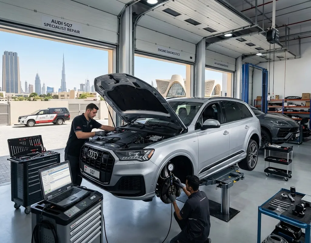 Audi SQ7 repair Dubai — independent specialist workshop servicing the twin-turbo V8 SQ7